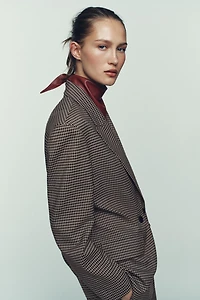 VESTE OVERSIZE À BOUTONNAGE CROISÉ ET CARREAUX