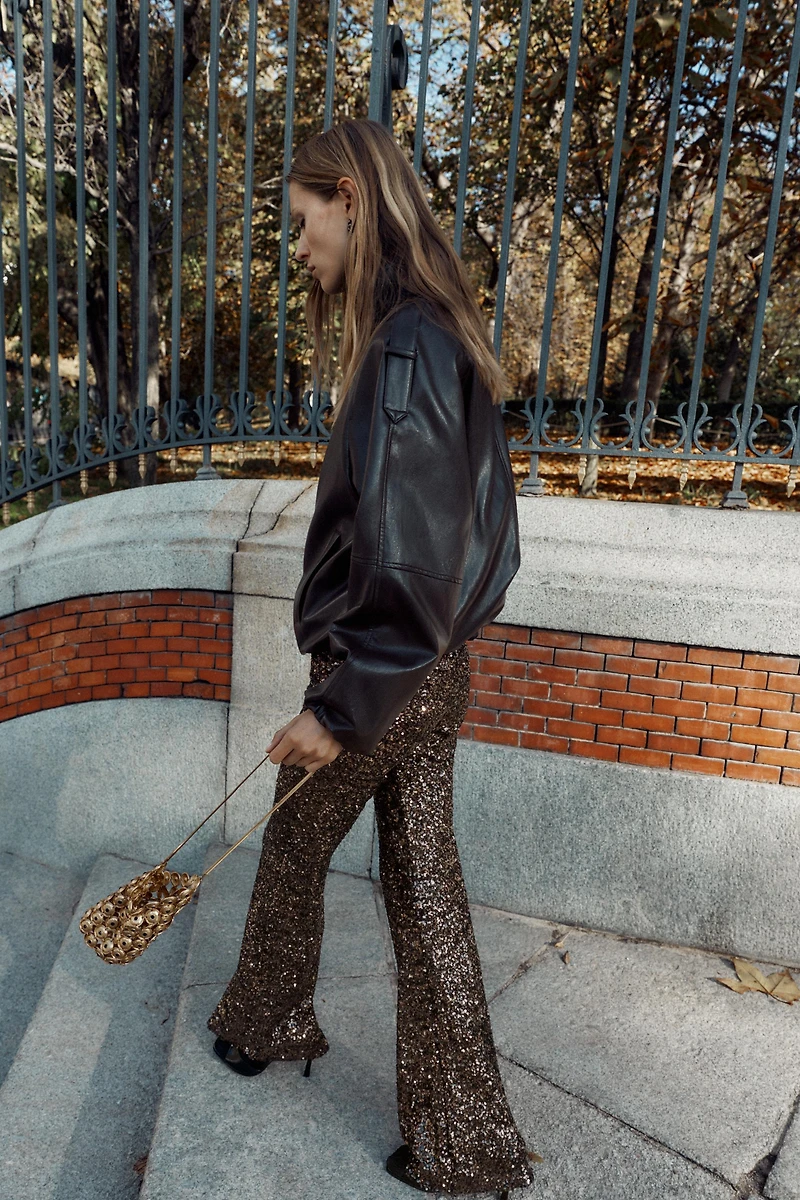 SEQUIN FLARE LEGGINGS