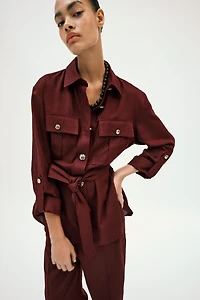 BELTED LINEN SAFARI JACKET