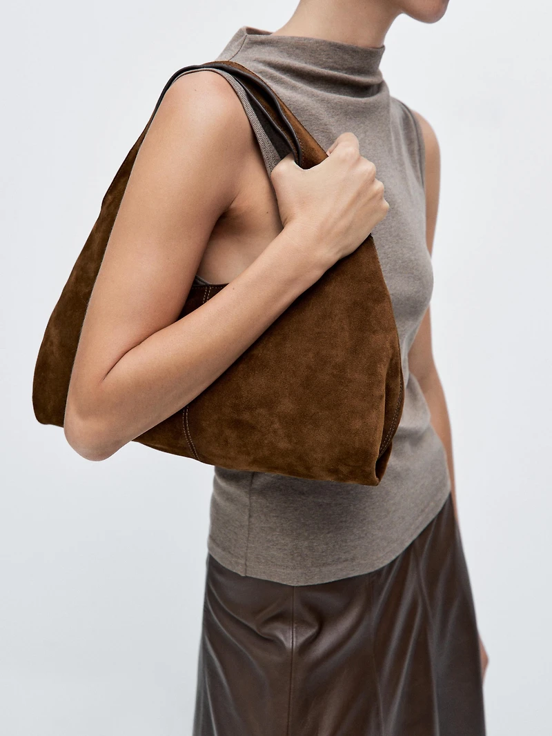 Sac lady moyen format en croûte de cuir