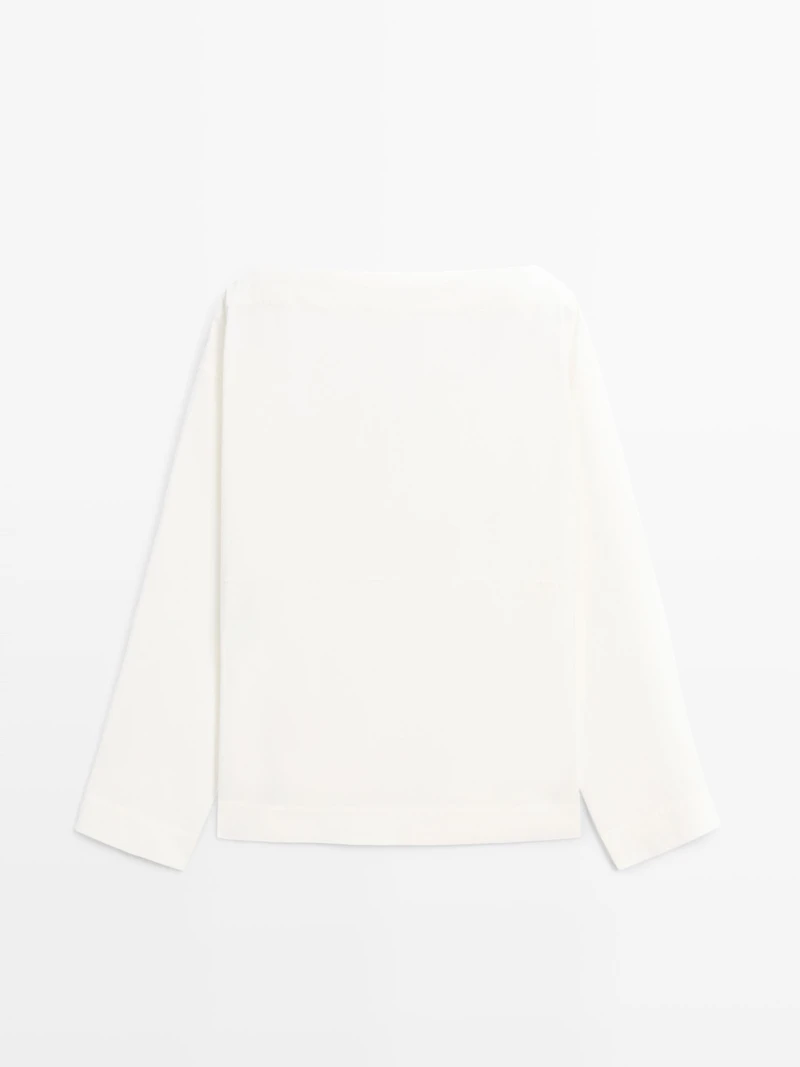 Poplin boat neck blouse