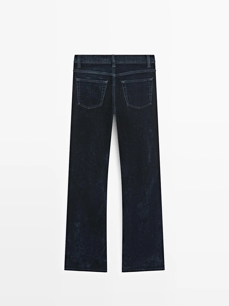 High-waist boot-cut flocked jeans