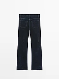 High-waist boot-cut flocked jeans