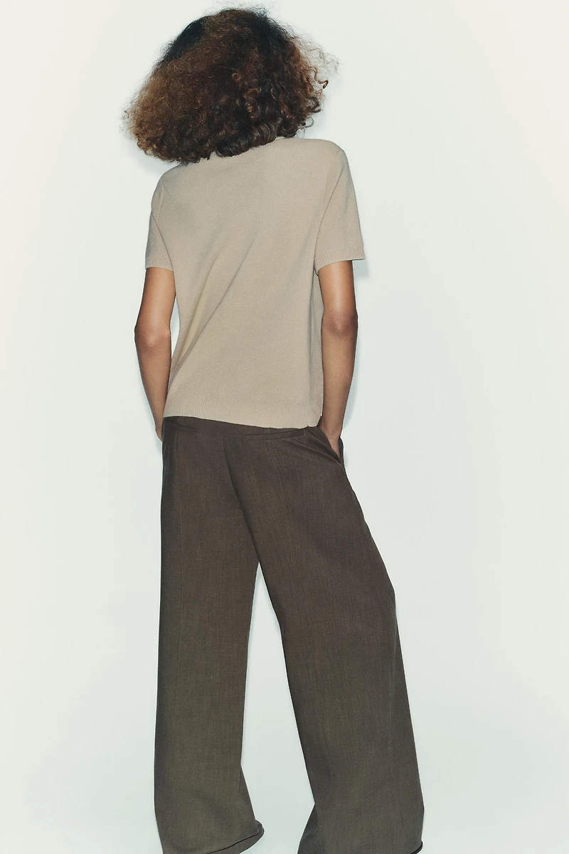 SHORT SLEEVE BASIC KNIT TOP