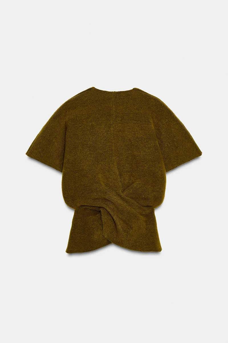 DRAPED KNIT SHORT SLEEVE JUMPER