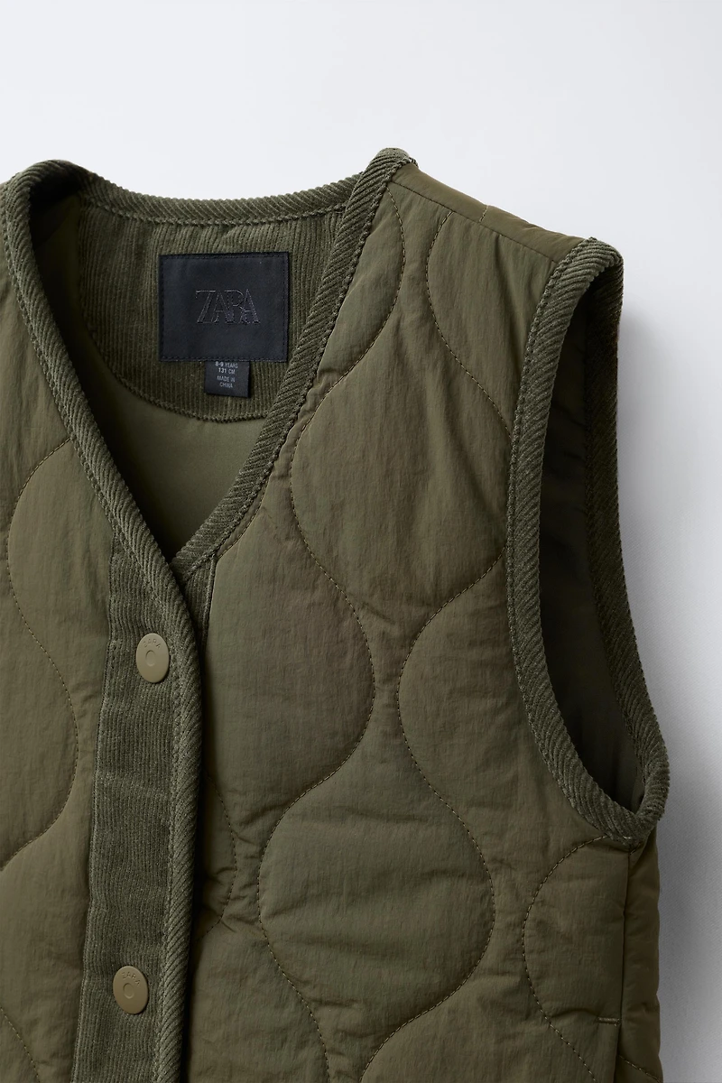 COMBINATION NYLON AND CORDUROY VEST