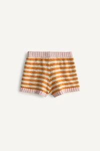 KNIT STRIPED EMBROIDERED FLOWER SHORTS LIMITED EDITION