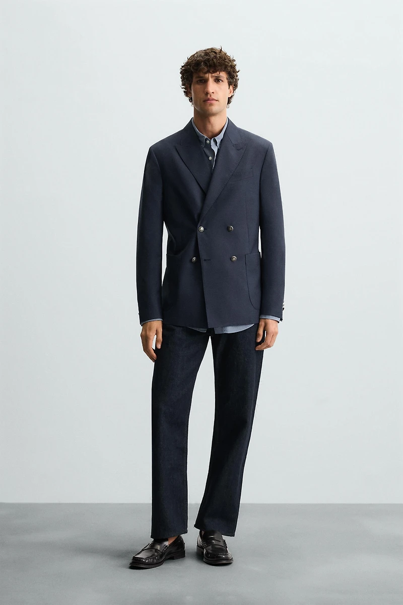 WOOL BLEND DOUBLE BREASTED BLAZER