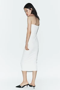 STRETCH KNIT CUT-OUT MIDI DRESS