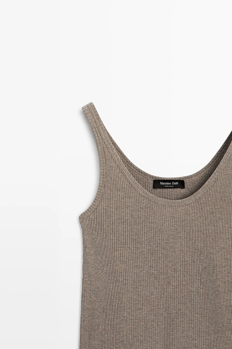 Ribbed silk blend strappy top