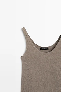 Ribbed silk blend strappy top