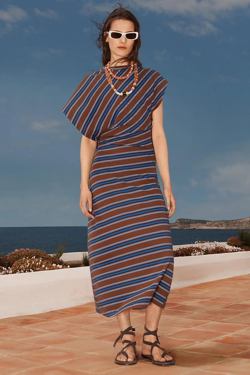 LIMITED EDITION STRIPED DRAPED DRESS