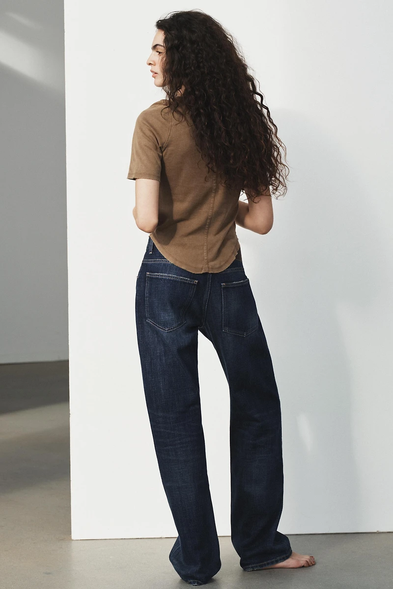 TRF LOW WAIST BAGGY TAPERED JEANS