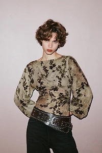FLOCKED TULLE BODYSUIT