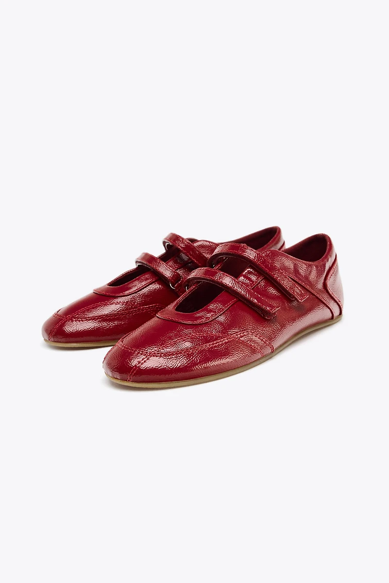 PATENT DOUBLE STRAP BALLET FLATS