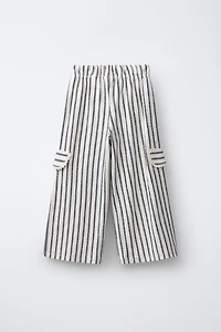 STRIPED WIDE LEG CARGO PANTS