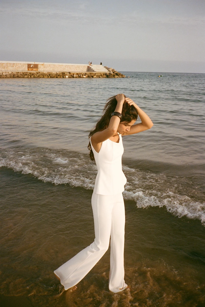 PANTALON EN CRÊPE ÉVASÉ