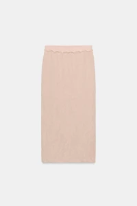 WRINKLED EFFECT KNIT MIDI SKIRT