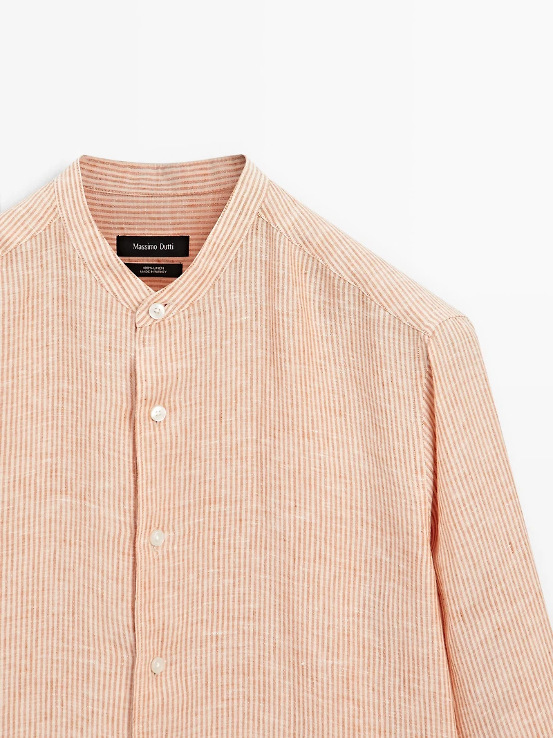 Chemise à rayures regular fit 100 % lin