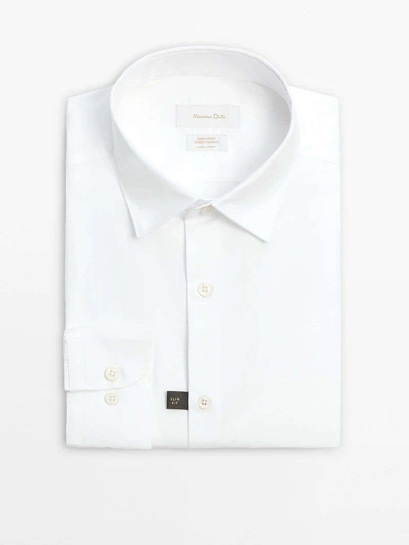 Slim fit 100% cotton poplin shirt