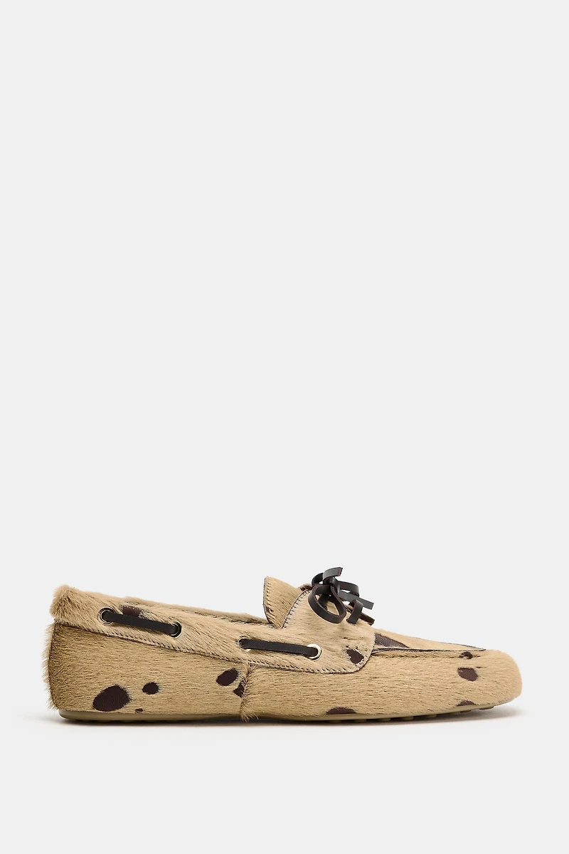 ANIMAL PRINT LEATHER HAIR LOAFERS