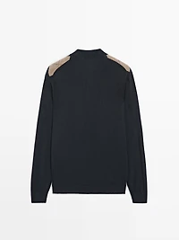 Pull polo laine en maille à losanges