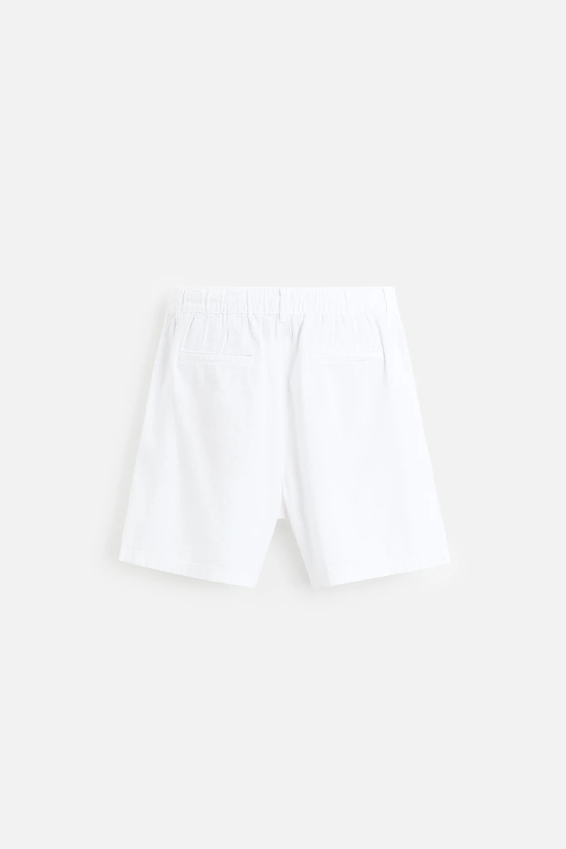 REGULAR FIT LINEN COTTON SHORTS