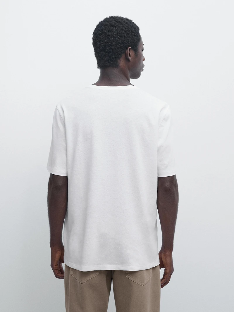 T-shirt à manches courtes en lin et coton