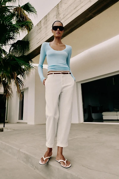 BRAIDED BELT CHINO PANTS