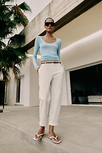 BRAIDED BELT CHINO PANTS