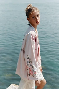 FLORAL EMBROIDERED COTTON KAFTAN