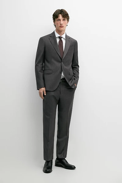 100% wool striped suit blazer