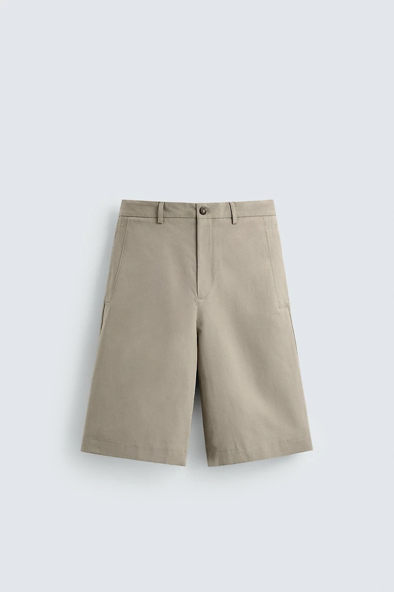 RELAXED FIT LINEN COTTON BLEND SHORTS