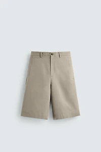 RELAXED FIT LINEN COTTON BLEND SHORTS