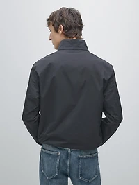 Water-repellent puffer jacket with high neck