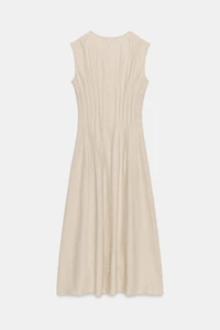 DRAWSTRING LINEN MIDI DRESS