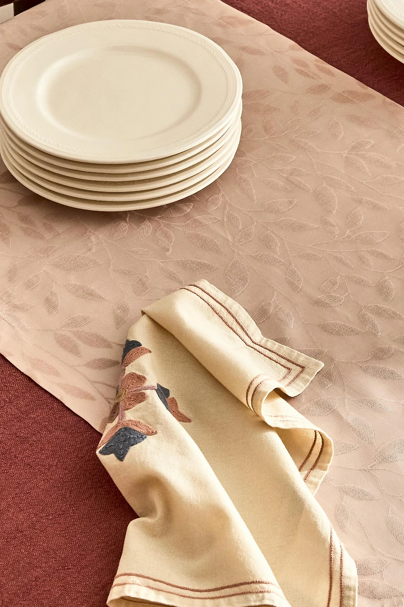 CHEMIN DE TABLE JACQUARD VÉGÉTAL