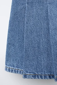 JUPE EN DENIM À PLIS PLATS ET LACETS
