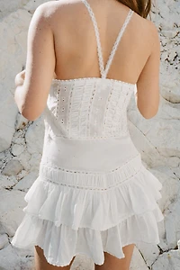 SHORT TIED RUFFLED DRESS