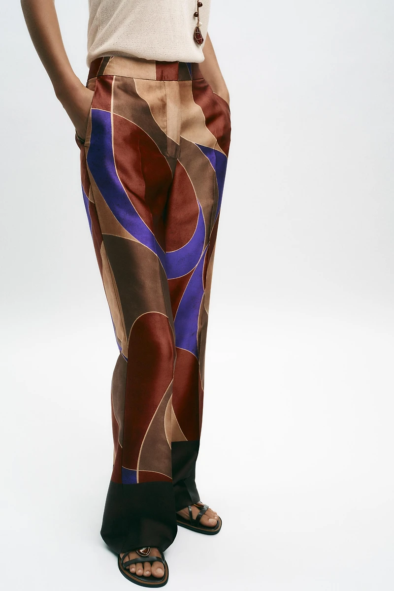 PRINTED SATIN PANTS