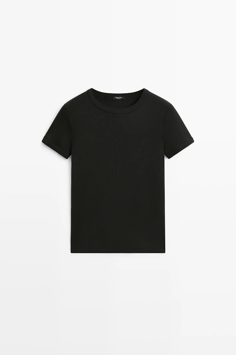 Ribbed short sleeve T-shirt