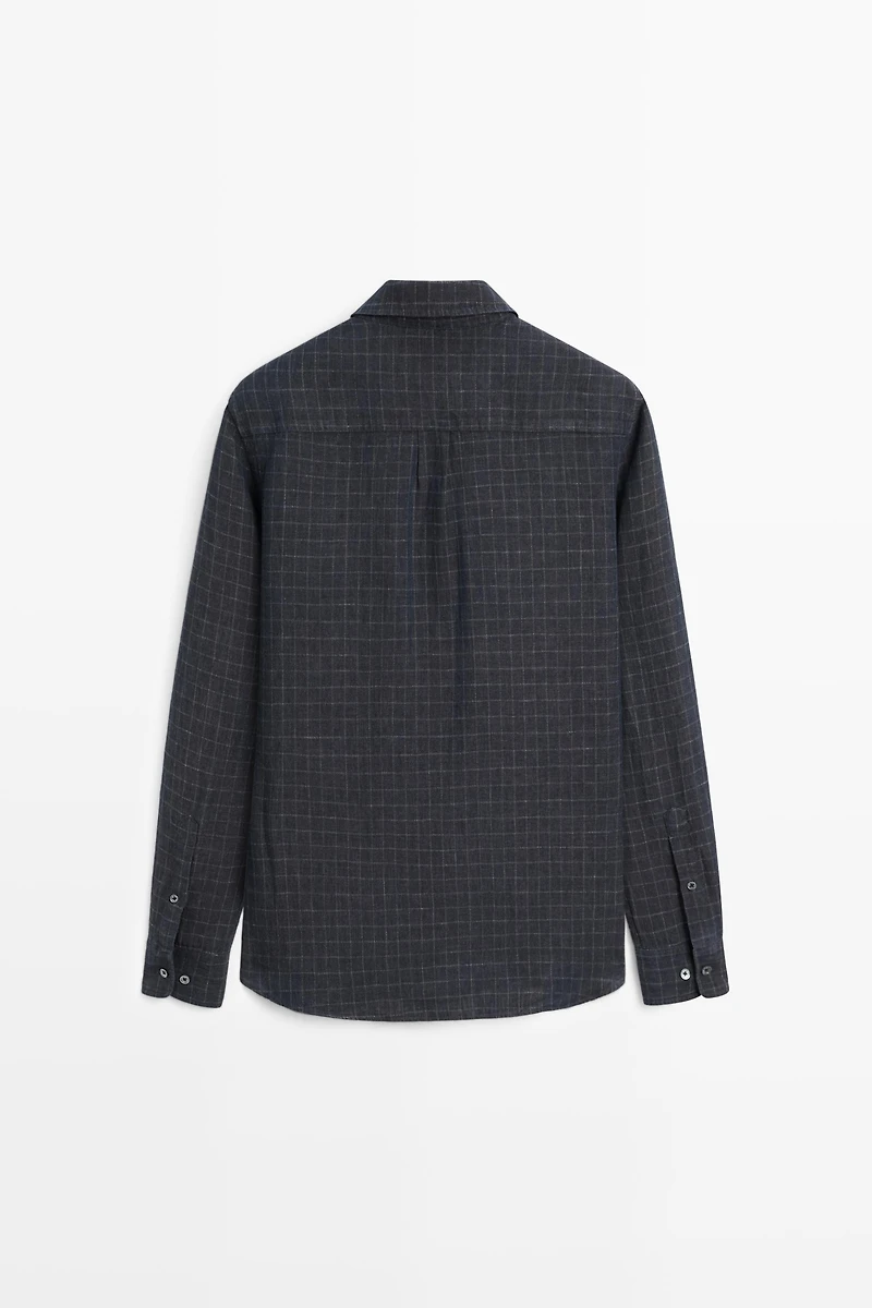 100% linen regular fit check shirt