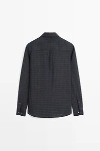 100% linen regular fit check shirt