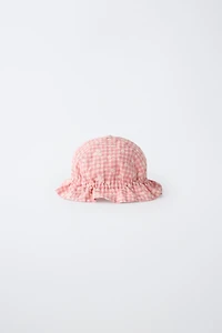 BONNET CARREAUX VICHY ET FLEURS BRODÉES