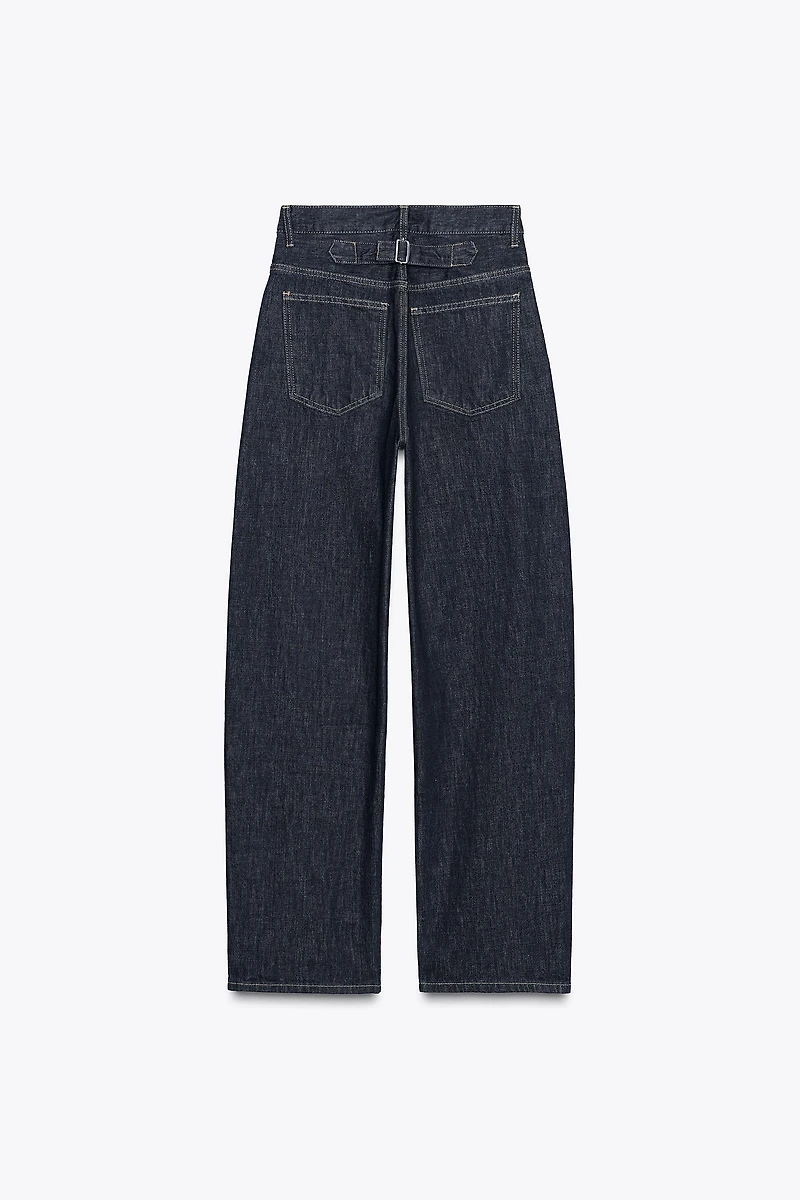 TRF HIGH WAIST STRAIGHT LEG JEANS WITH LOOP