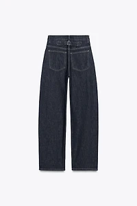 TRF HIGH WAIST STRAIGHT LEG JEANS WITH LOOP