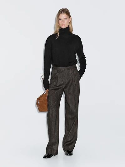 Darted flecked trousers
