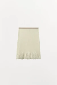 EMBROIDERED LACE KNIT MIDI SKIRT