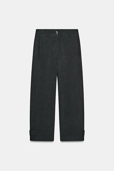 ADJUSTABLE HEM PINSTRIPE PANTS