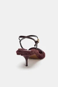 FAUX FUR SOLE HEELED SANDALS